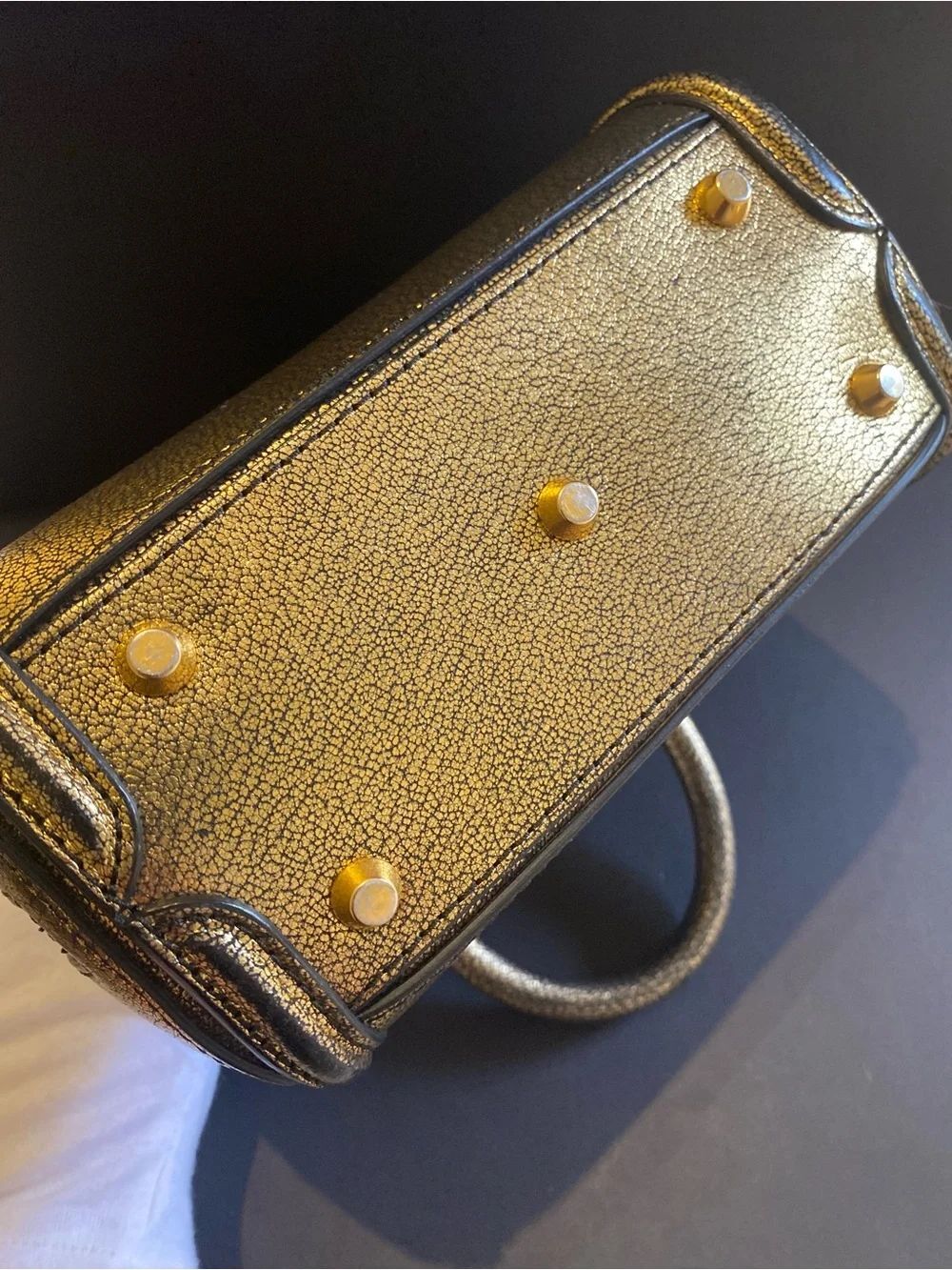 🛍️Alexander McQueen Authentic Small Heroine Bag in Metallic Gold - Picture 11 of 16